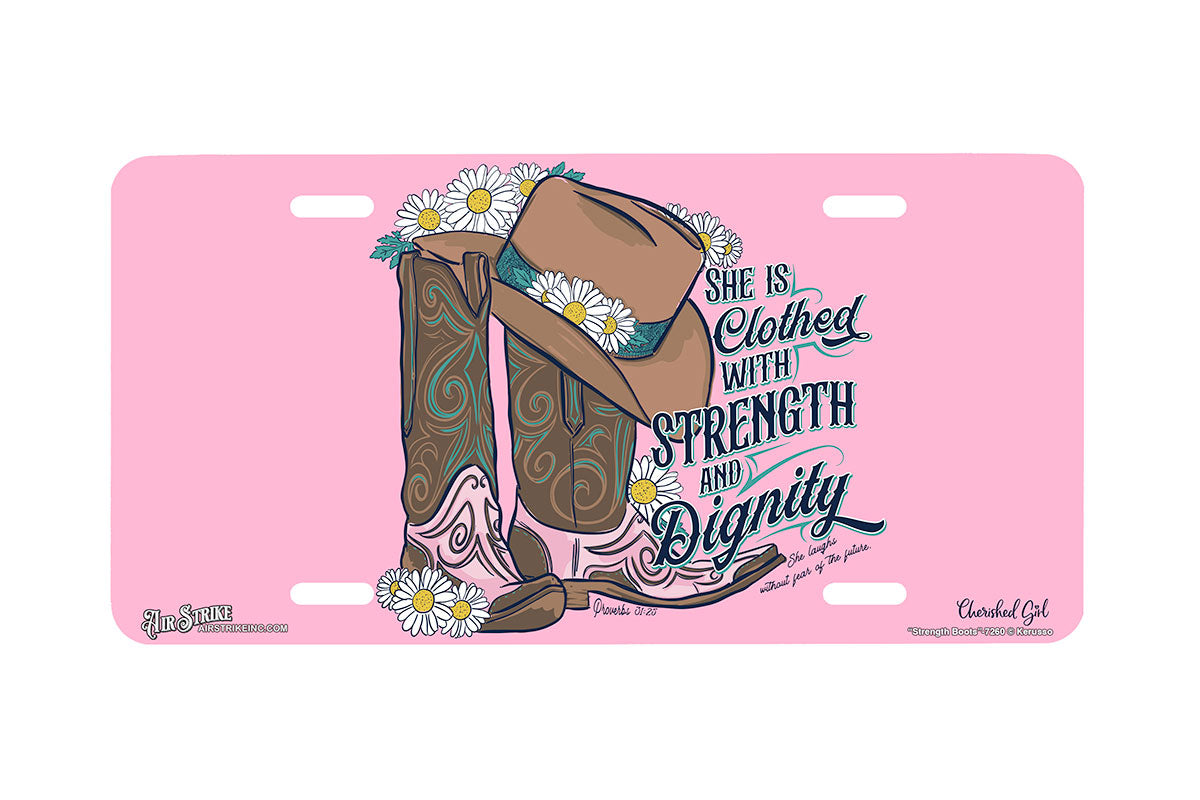 "Strength Boots" - Decorative License Plate