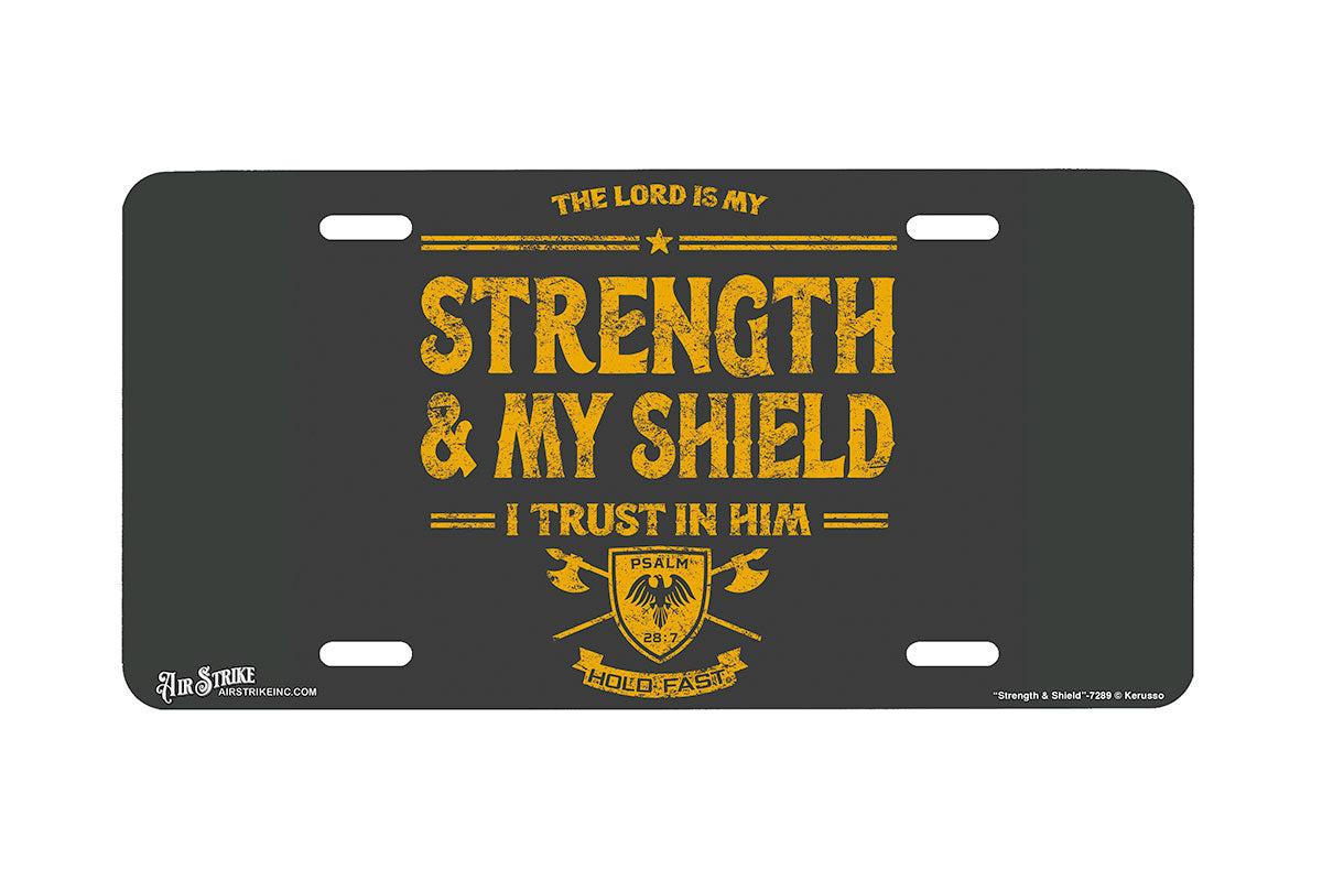 "Strength & Shield" - Decorative License Plate