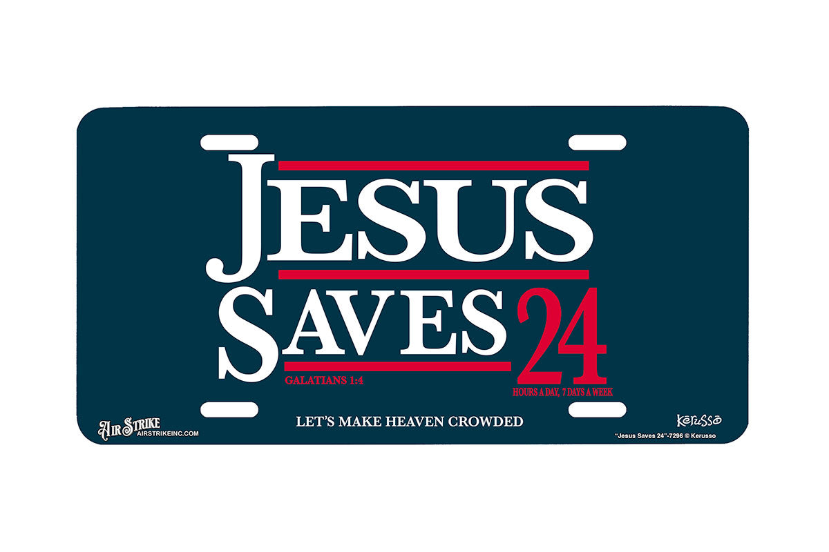 "Jesus Saves 24" - Decorative License Plate
